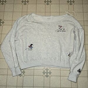Hollister x Peanuts Snoopy "Let It Snow" cropped Sweatshirt Large Holiday EUC